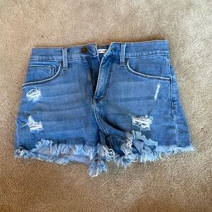 Whetherly Frayed Hem Blue Jean Shorts